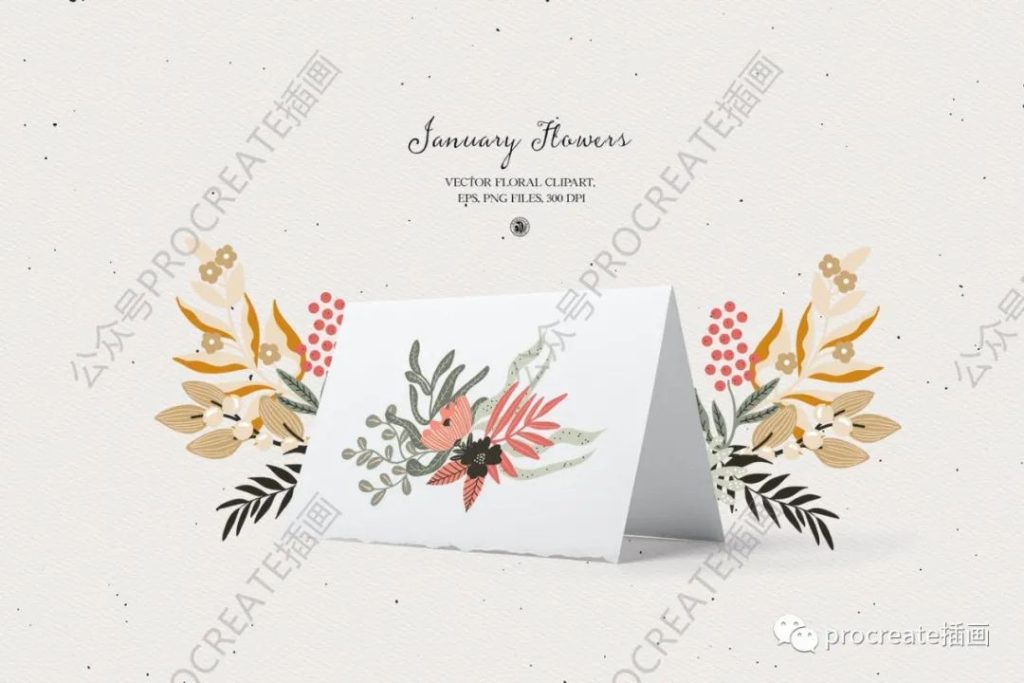 图片[1]-简约清新优雅的花朵花卉植物矢量插画集合【0401】-procreatechahua