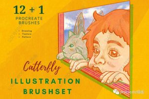 复古水彩Procreate插画笔刷【0412】-procreatechahua
