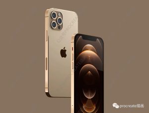 blender格式的金色iPhone 12 pro手机3d模型【0423】-procreatechahua