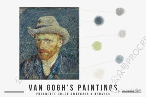梵高风格古典油画艺术绘画Procreate笔刷和色卡【0427】-procreatechahua