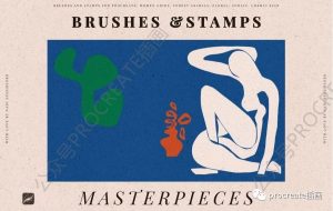 抽象手绘艺术风格的中世纪古埃及罗马主题图案ps笔刷(支持procreate)【0436】-procreatechahua