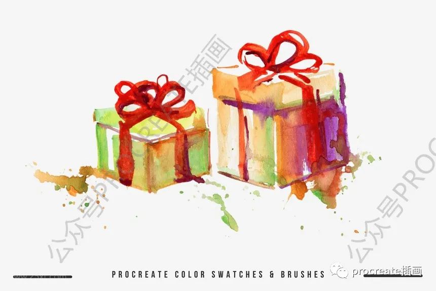 图片[5]-圣诞水彩Procreate笔刷+色卡【0366】-procreatechahua