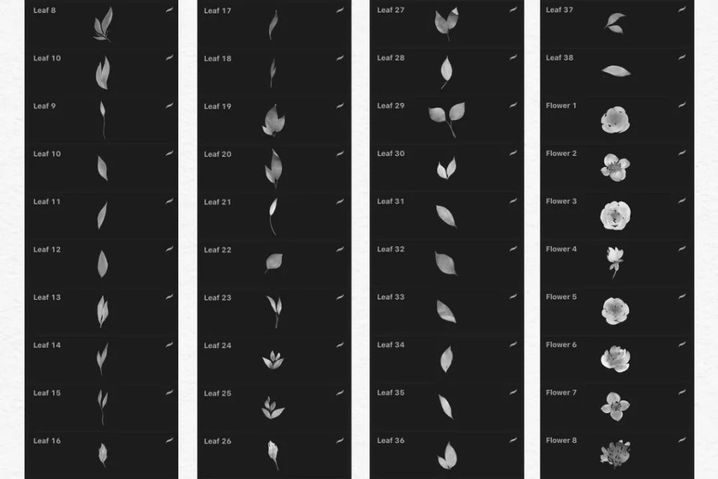 图片[5]-244款Procreate手绘水彩花卉树叶效果笔刷，适合做手帐【0032】-procreatechahua
