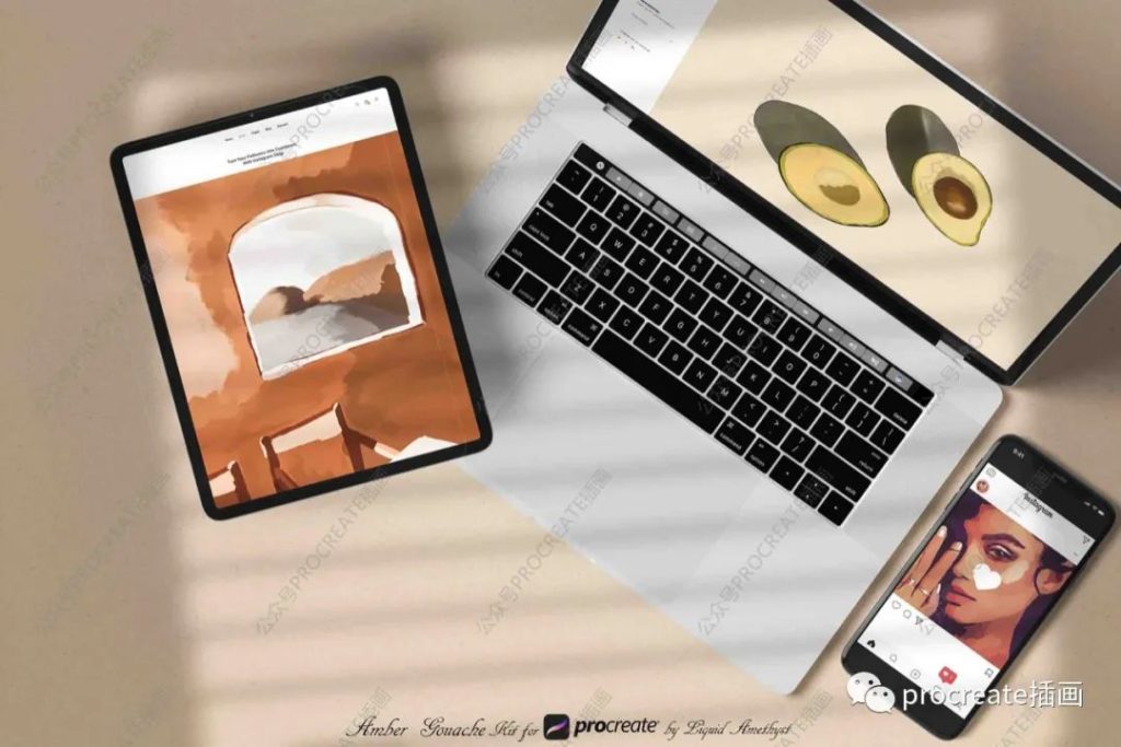 图片[5]-45款琥珀色水彩procreate笔刷【0378】-procreatechahua