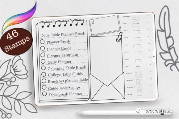 图片[4]-40+款日历元素Procreate印章笔刷【0390】-procreatechahua
