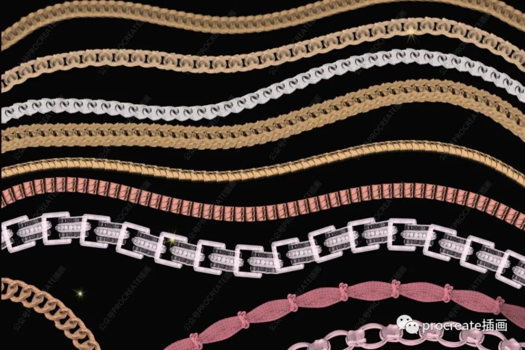 图片[5]-38个原始的珠宝项链纹理Procreate笔刷套装【0403】-procreatechahua