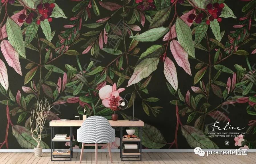 图片[5]-水彩艺术绘画风格的植物花卉主题PNG插画素材【0422】-procreatechahua