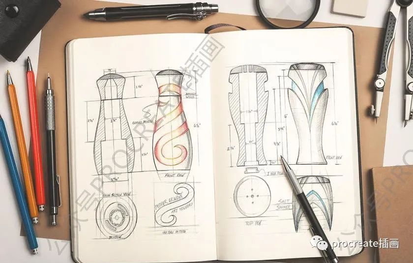 图片[5]-手绘设计草图的笔记本展示psd样机素材【0455】-procreatechahua