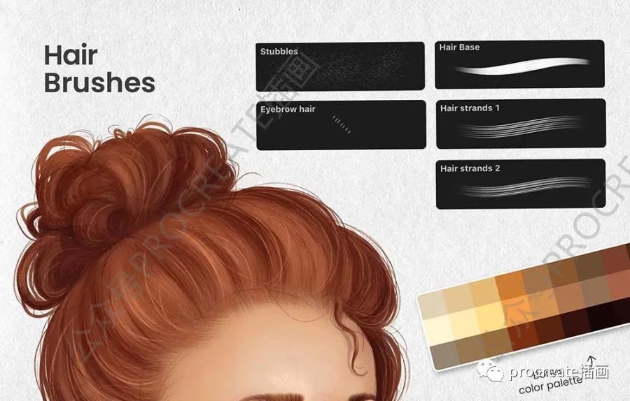 图片[5]-人物肖像插画的Procreate笔刷和辅助图形素材包【0466】-procreatechahua