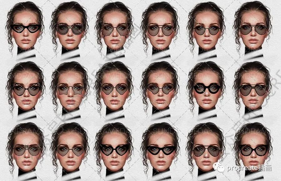 图片[5]-100个不同眼镜造型图案的procreate笔刷【0502】-procreatechahua