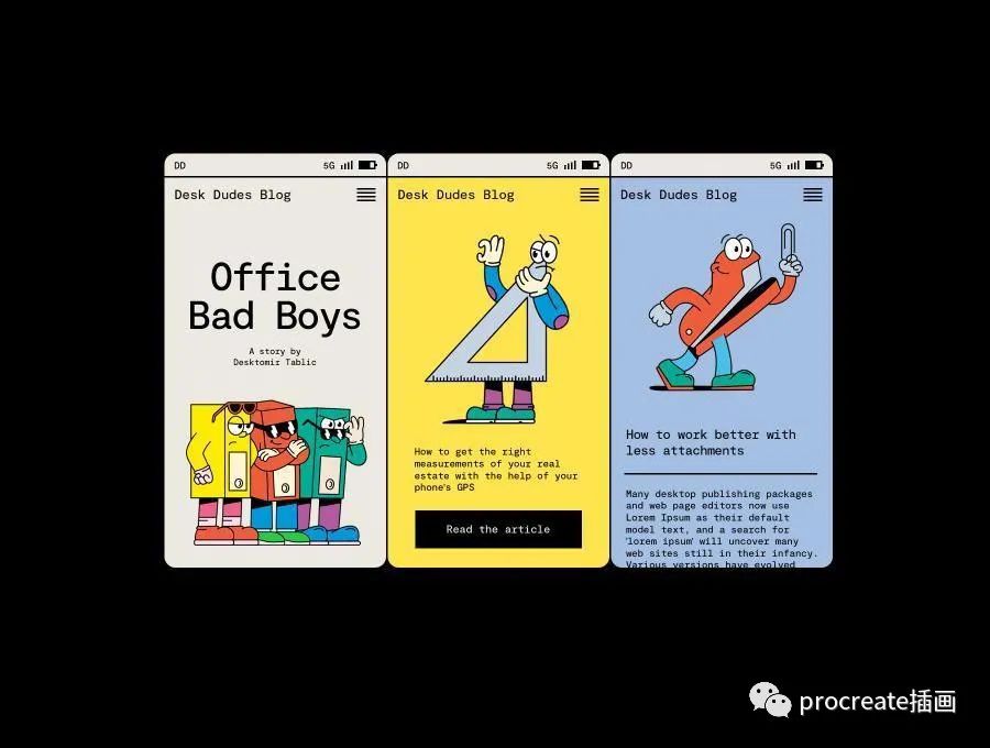 图片[5]-可爱有趣的拟人化办公用品的矢量插画素材【0543】-procreatechahua