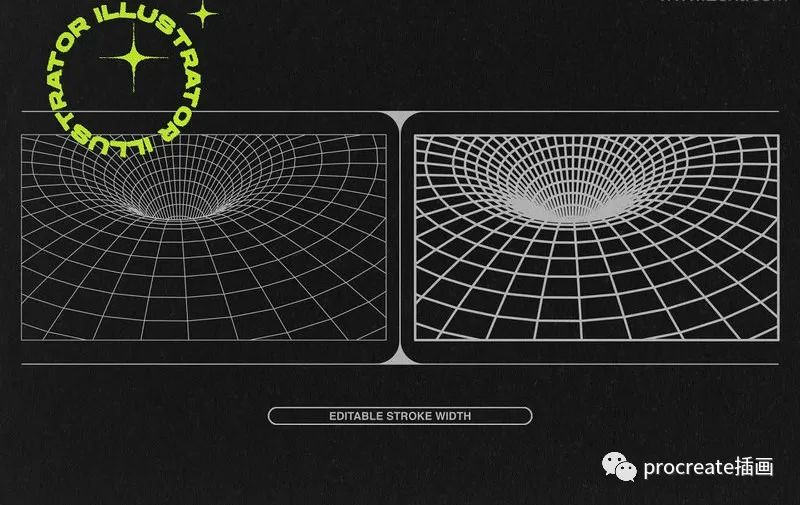 图片[5]-潮流酸性风格的抽象几何线框矢量形状素材包【0547】-procreatechahua