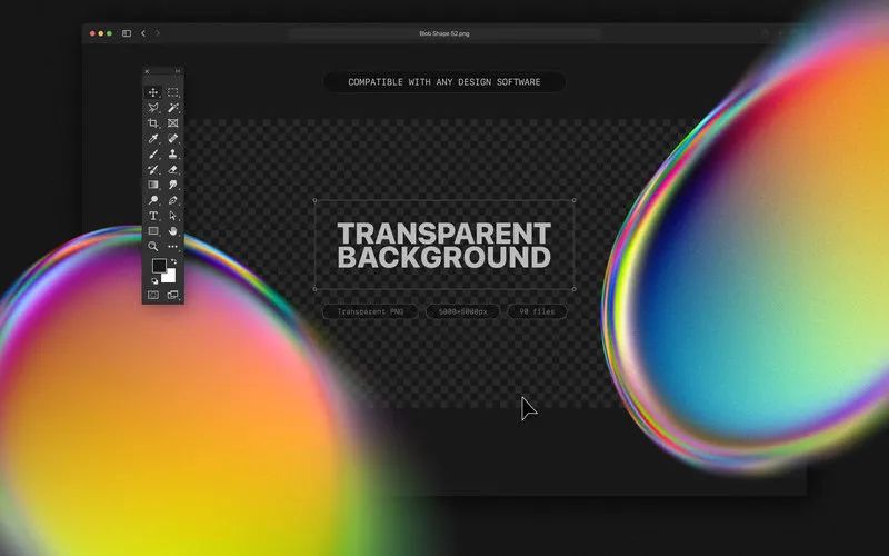 图片[5]-活力有机形态的液态彩虹色气泡水珠图形元素【0554】-procreatechahua