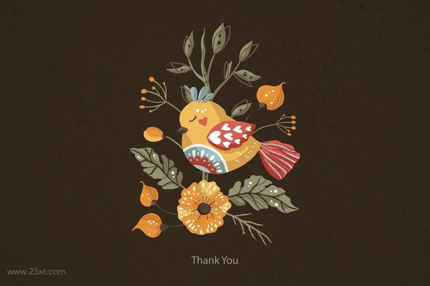 图片[5]-卡通手绘可爱的春天花鸟主题矢量插画素材【0561】-procreatechahua