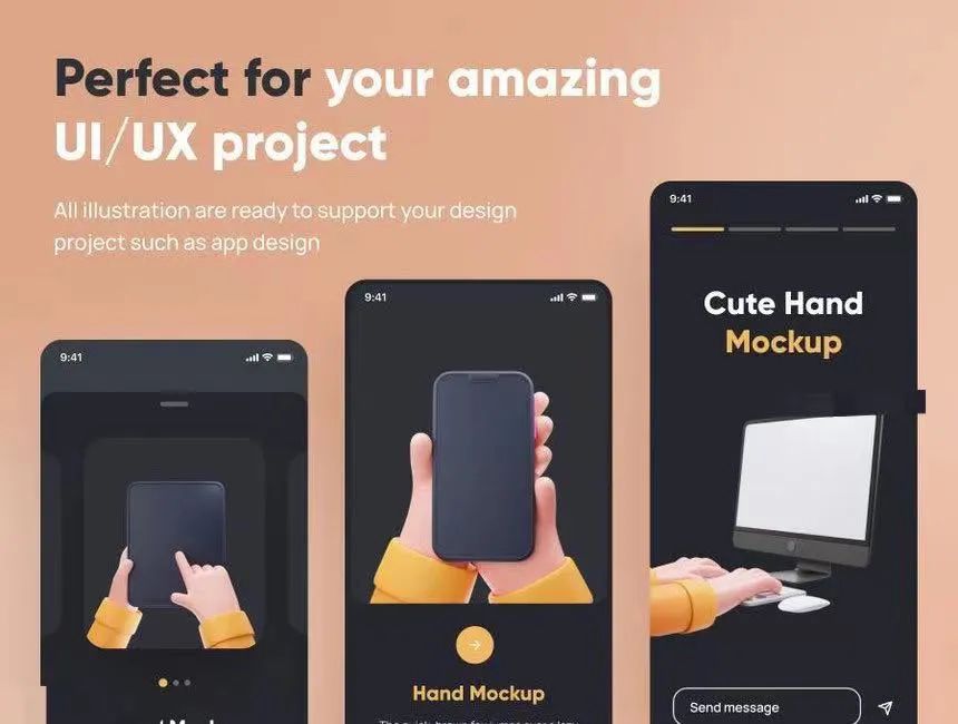 图片[5]-可爱的3D人物手持电子设备的ui设计展示样机【0588】-procreatechahua