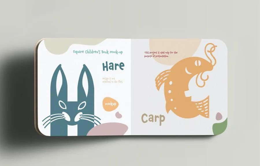 图片[5]-方形的儿童书籍绘本设计展示样机素材【0707】-procreatechahua