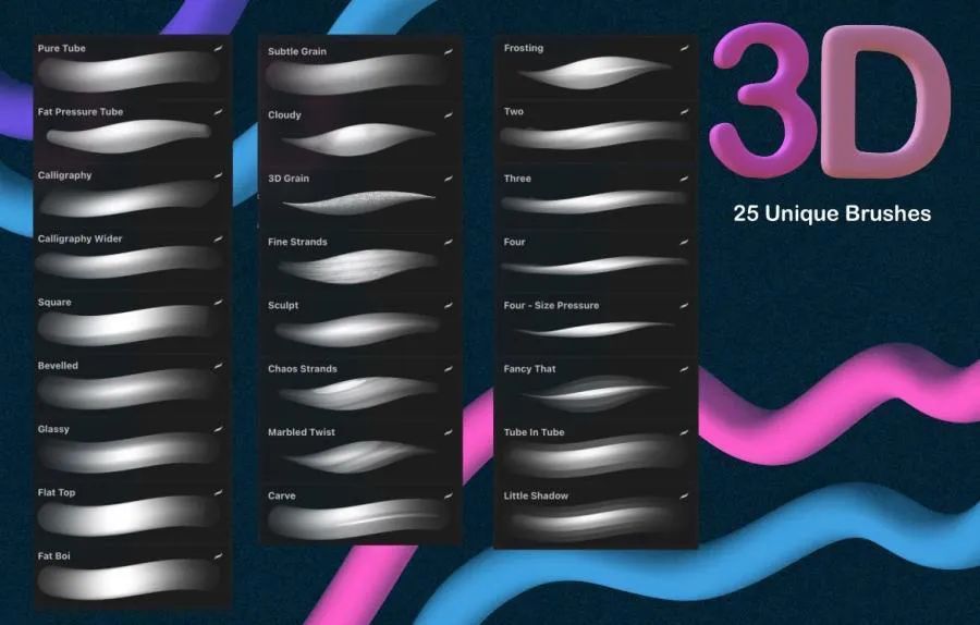 图片[5]-独特有趣的3D立体感Procreate艺术字笔刷【0727】-procreatechahua