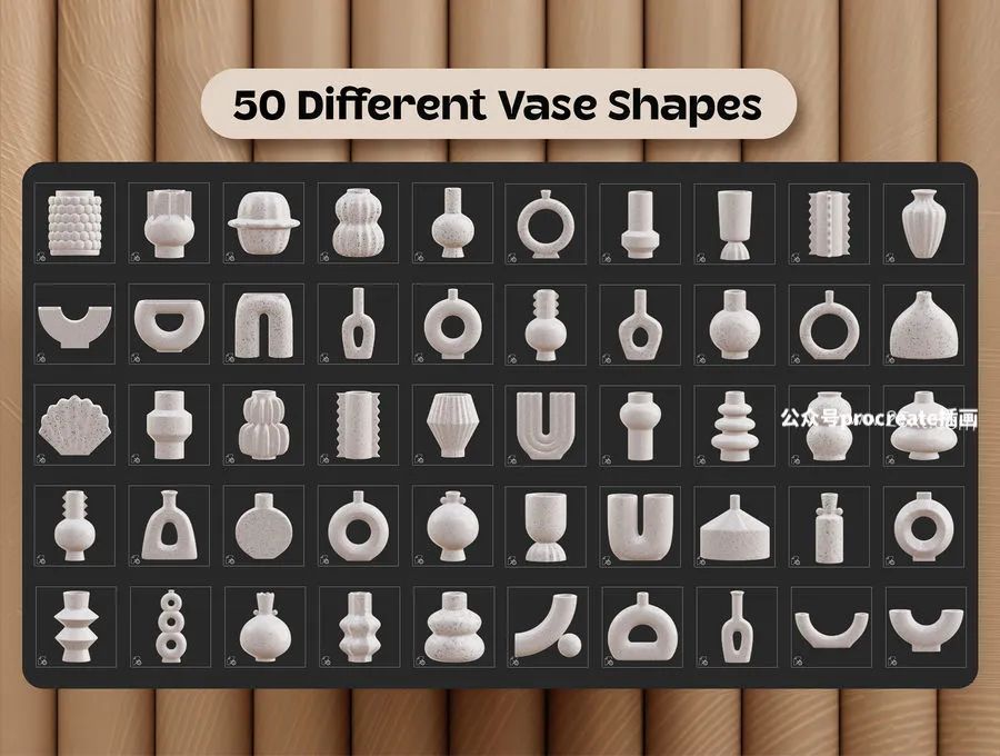 图片[5]-procreate 3D创作的陶瓷花瓶模型和笔刷色卡【0757】-procreatechahua