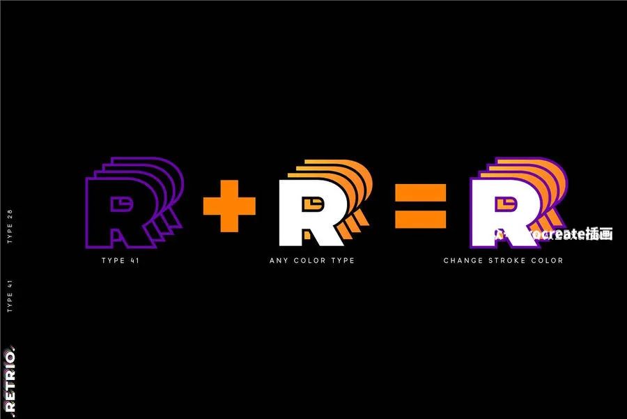 图片[5]-Y2K迷幻酸性错位感重叠设计的英文无衬线装饰svg字体【0764】-procreatechahua