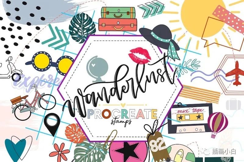 图片[4]-旅行主题印章图案procreate笔刷【0105】-procreatechahua
