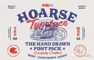 复古印刷风格的创意衬线装饰性英文徽标字体【0447】-procreatechahua