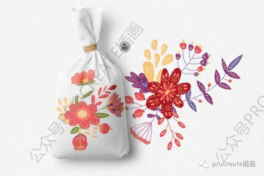 图片[1]-色彩鲜艳的手绘扁平风格的花朵矢量插画素材【0456】-procreatechahua