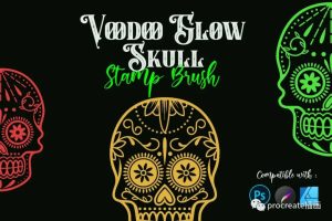 巫毒发光骷髅笔刷procreate印章笔刷【0459】-procreatechahua
