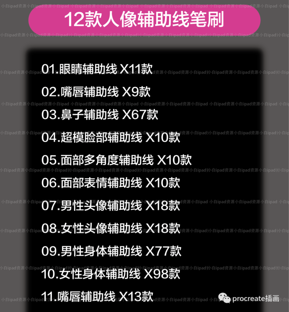 图片[1]-全套Procreate人像辅助线笔刷【0210】-procreatechahua
