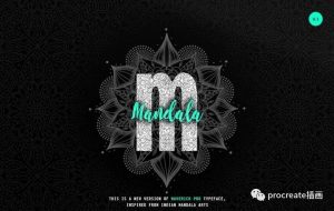 曼陀罗纹理的无衬线英文字体【0489】-procreatechahua