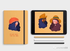 戴帽子的女性人物头像的妇女节矢量插画素材【0500】-procreatechahua