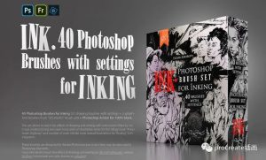 40个墨水效果的漫画插画设计Photoshop笔刷【0521】-procreatechahua
