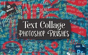 30个抽象主义的个性文字拼贴艺术风格PS笔刷【0538】-procreatechahua