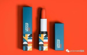 细长条口红化妆品设计展示PSD样机素材【0540】-procreatechahua