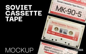 复古风格的磁带录音带设计展示psd样机素材【0541】-procreatechahua