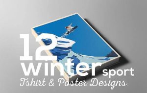 12个冬季户外滑雪登山运动的矢量插画素材【0548】-procreatechahua