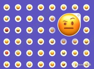 卡通风格的手机聊天emoji表情符号图标3D模型包【0420】-procreatechahua