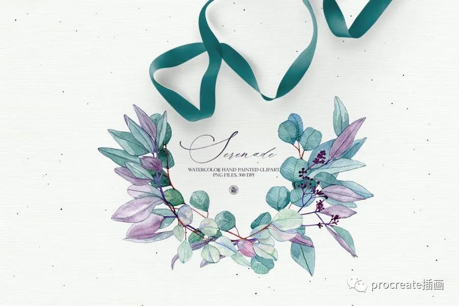 图片[6]-清新淡雅手绘风格的水彩花环PNG插画素材【0429】-procreatechahua