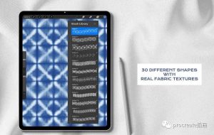 传统蜡染印花染色工艺procreate图案笔刷+色卡【0443】-procreatechahua