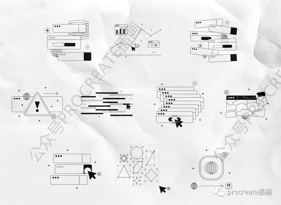 图片[6]-20个ui网页提示元素的矢量线条插画素材【0458】-procreatechahua