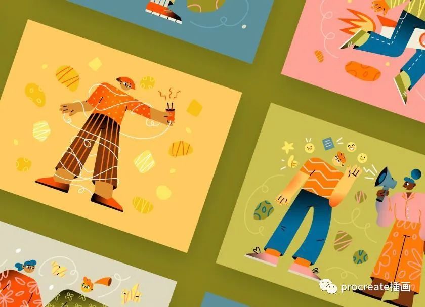 图片[6]-彩色的现代涂鸦卡通人物角色矢量插画素材【0501】-procreatechahua