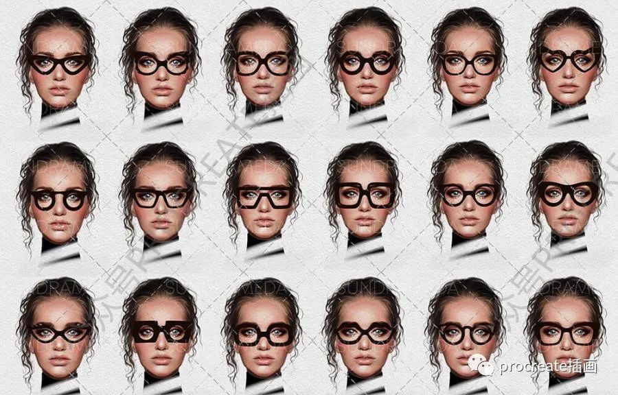 图片[6]-100个不同眼镜造型图案的procreate笔刷【0502】-procreatechahua