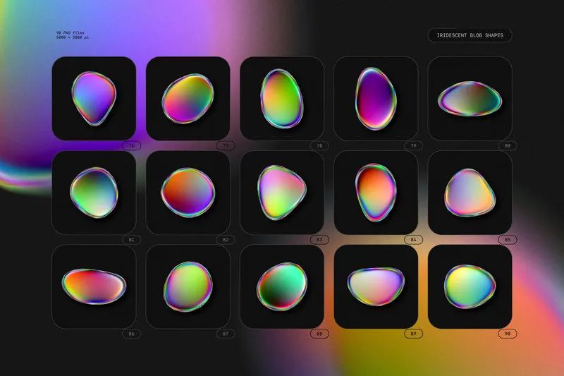 图片[6]-活力有机形态的液态彩虹色气泡水珠图形元素【0554】-procreatechahua