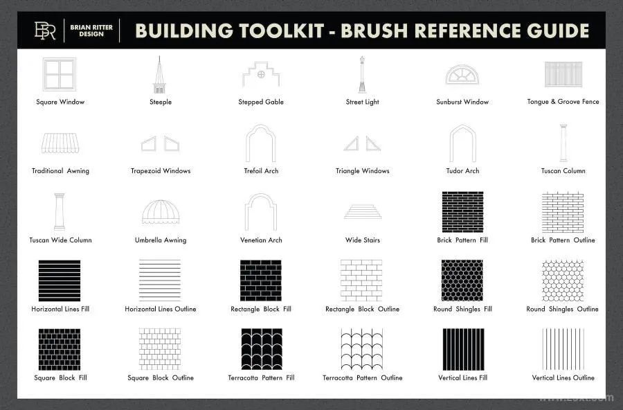 图片[6]-150个建筑设计绘画的线条图案Procreate笔刷【0575】-procreatechahua