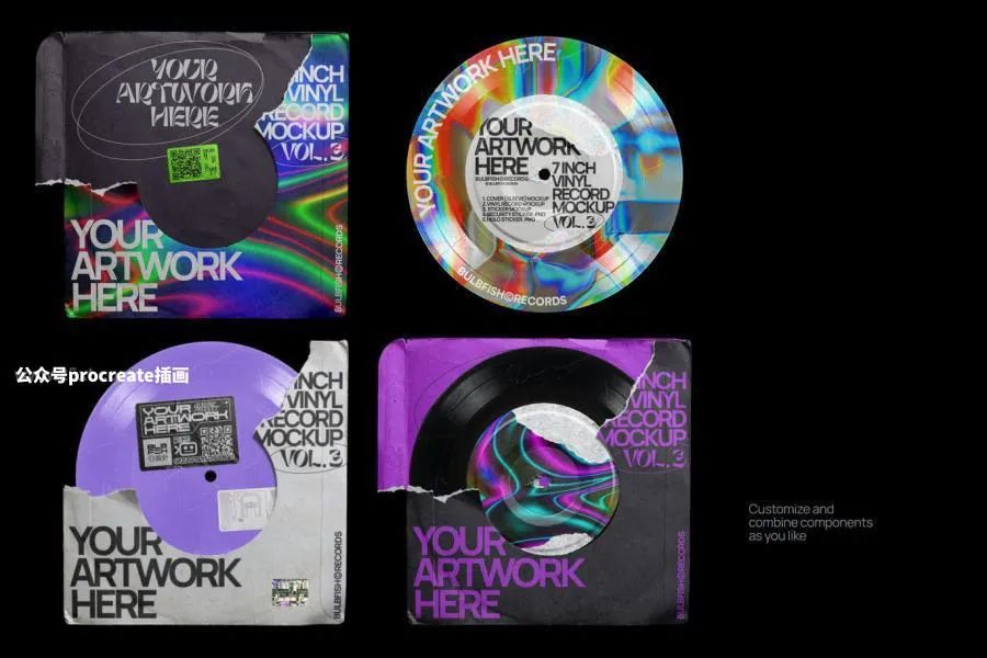 图片[6]-7英寸的黑胶唱片全息贴纸撕边音乐专辑周边模型样机素材【0720】-procreatechahua