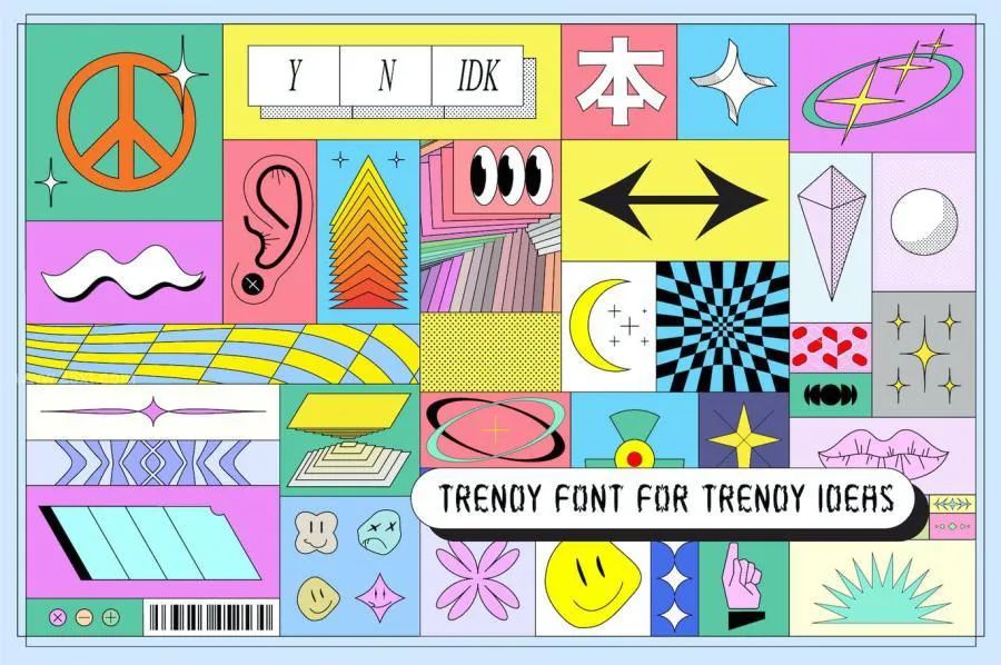 图片[4]-新粗野主义Y2K风格的夸张气泡海报字体设计素材【0733】-procreatechahua