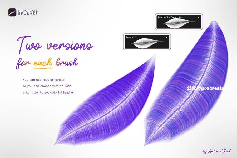 图片[6]-细腻逼真的梦幻羽毛形状Procreate图案笔刷【0771】-procreatechahua