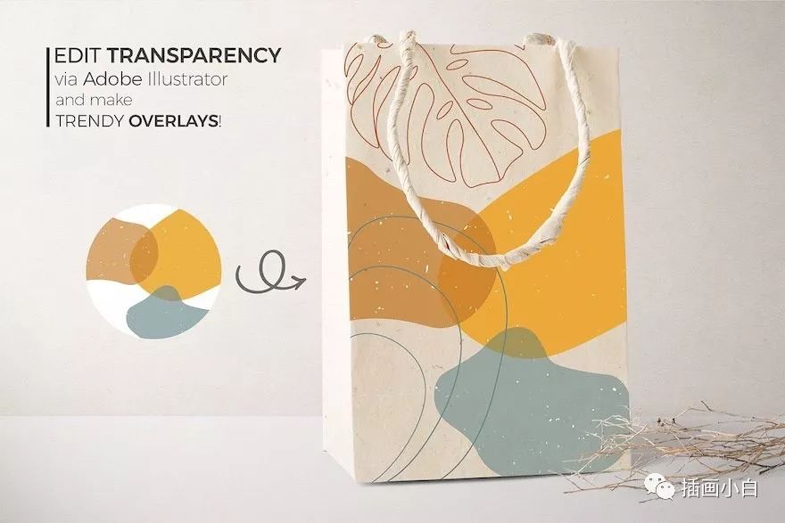 图片[6]-现代风格的抽象形状和植物插画素材【0096】-procreatechahua