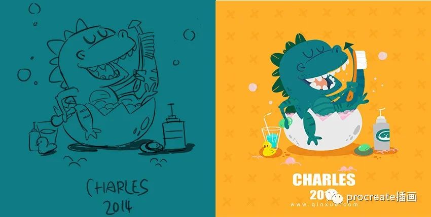 图片[8]-Q版欧美扁平风插画教程+Q版人物辅助线procreate笔刷【0132】-procreatechahua