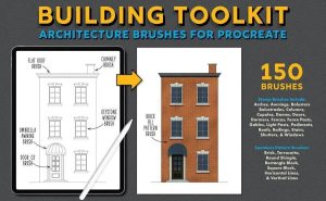 150个建筑设计绘画的线条图案Procreate笔刷【0575】-procreatechahua