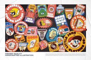 现代设计复古插画风格的logo标志设计模板素材包【0583】-procreatechahua